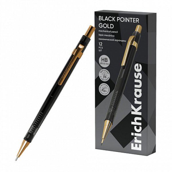 画像1: ErichKrause エリッククラウス シャープペンシル BLACK　POINTER [ゴールド] 【標準小売価格：400円】 (1)